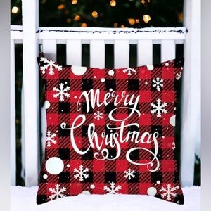 New buffalo plaid Merry Christmas cotton pillow cover
